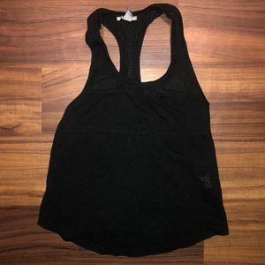 black racerback top with mesh detail